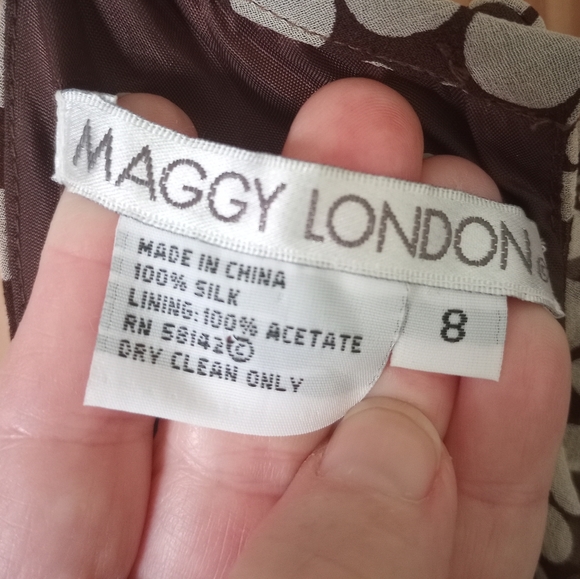 Maggy London NWT Adorable Polka Dot Dress, Sleeveless, Brown/Tan, Sz 8 - Picture 5 of 6